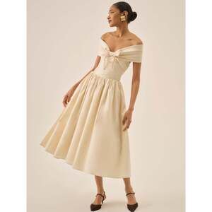 For Love & Lemons Emalie Off-Shoulder Midi Dress XL / Champagne